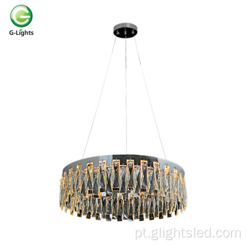 Luxuoso lustre led redondo de cristal K9 de 3000k